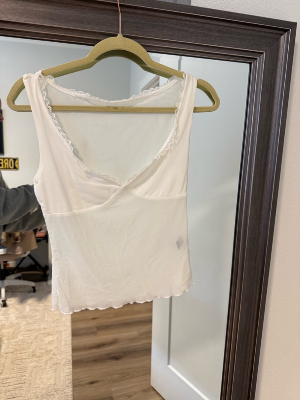 Lace Trim Sleeveless White Tank Top